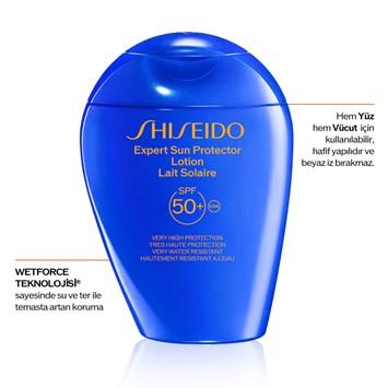 SHISEIDO - EXPERT SUN PROTECTOR LOTION SPF50+ - %65 Cilt Bakımı İçerikli, Suya ve Isıya Dayanıklı Güneş Koruyucu Losyon